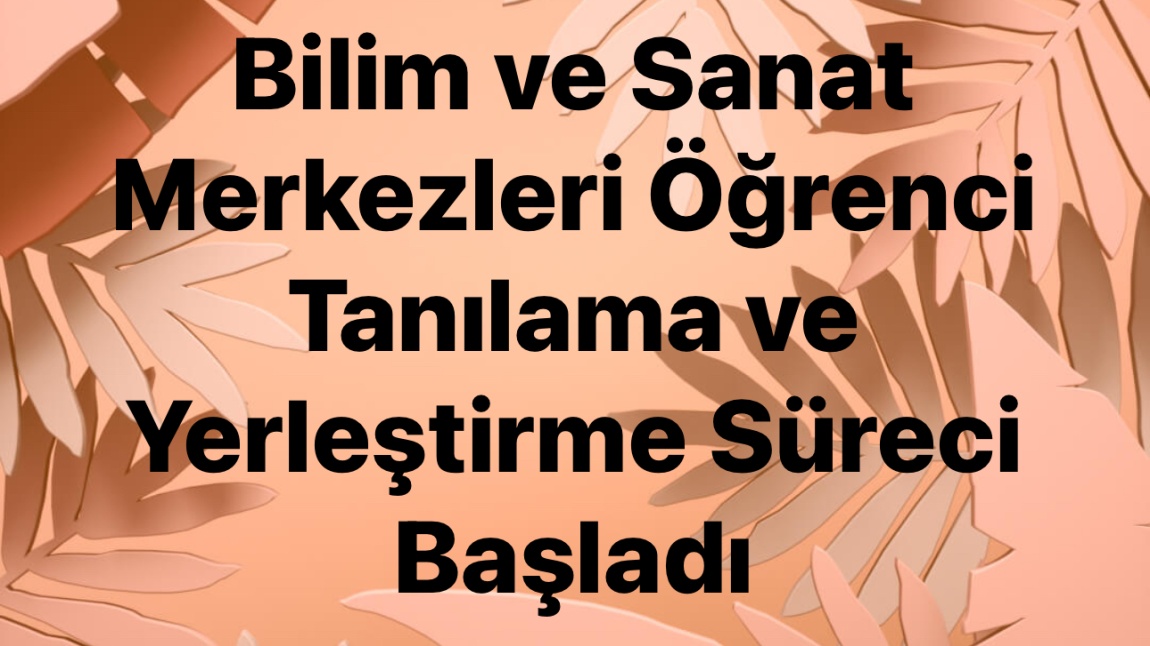 2024-2025  BİLİM VE SANAT MERKEZLERİ TANILAMA  VE YERLEŞTİRME  SÜRECİ BAŞLADI